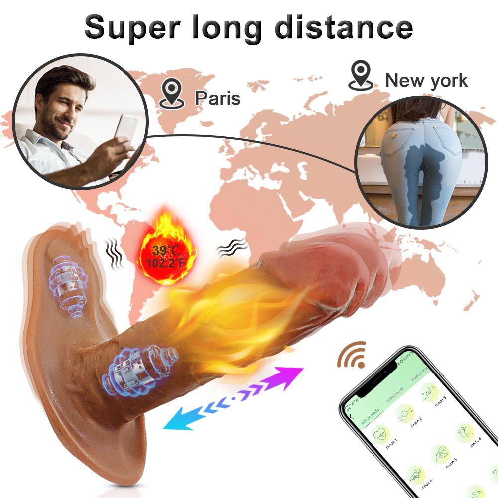 IPX7 APP Tragbarer Dildo-Vibrator, weiblicher G-Punkt-Massagegerät, Sexspielzeug, realistischer beheizter Dildo, magnetische Aufladung