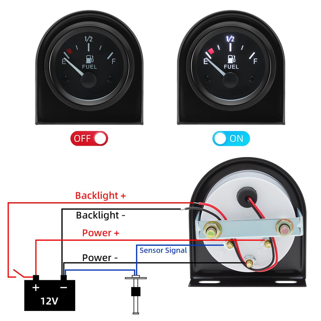 52mm Car Digital Fuel Level Gauge 240~33ohm Fuel Float Gauge Sensor For Car Truck Fuel Level Indicator 12V Auto Accessories