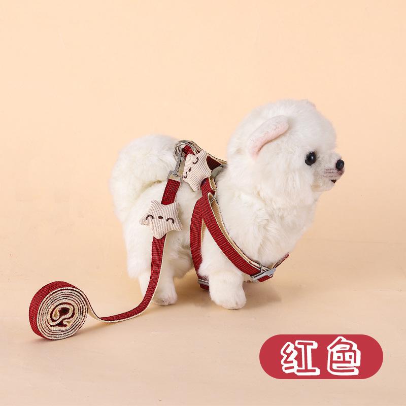 Dog leash, five - pointed star puppet, pet traction rope, checked cotton cloth, for small dogs, starfish - shaped dog rope
