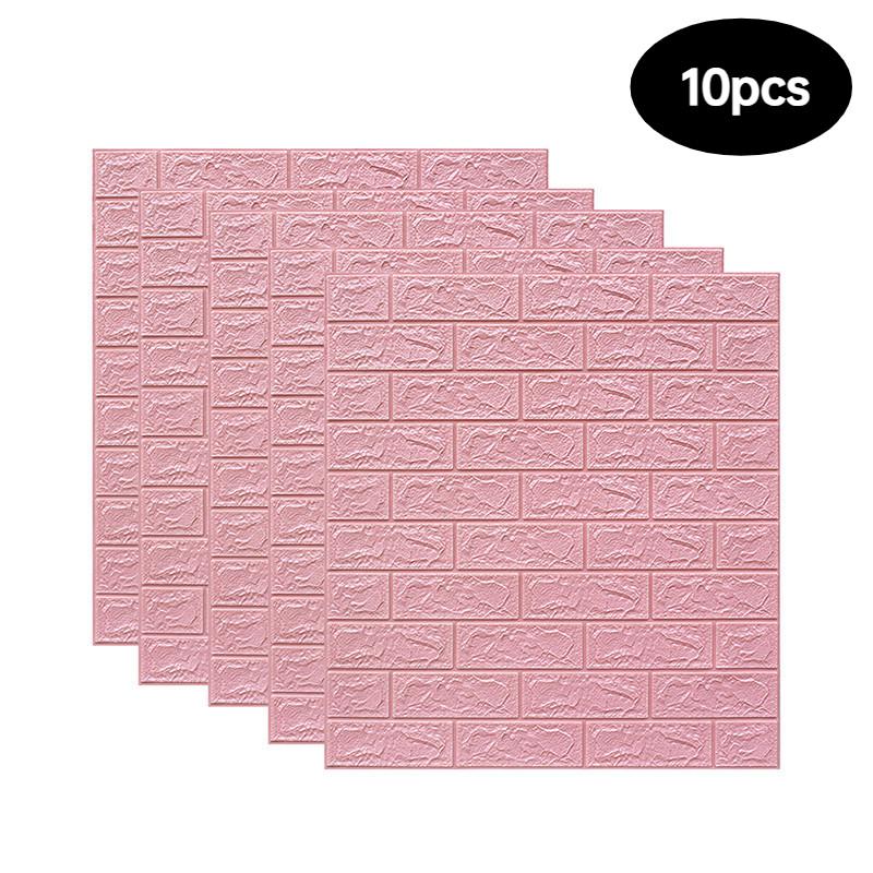 10PCS 3D Wall Sticker Wallpaper Brick Sticker XPE Foam Self-Adhesive Anti-Collision Wallpaper for Kitchen Living Room Bathroom Corridor