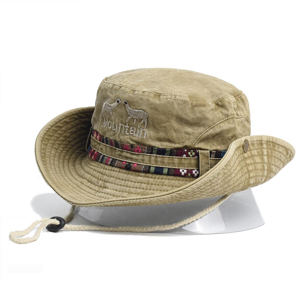 Outdoor Sun Hat Woman Bucket Hat Man Cotton Embroidered Vintage Beach Waterproof Fisherman Fishing Cap Summer Foldable Bob Man