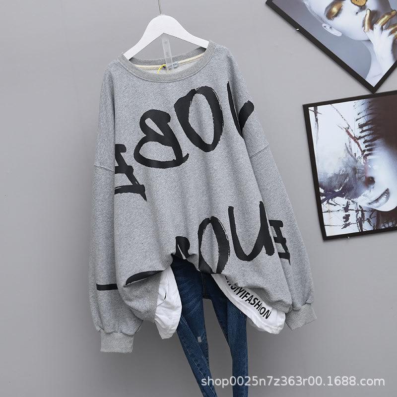 

Plus Size T-Shirt Femme Autumn Letter T Shirt Women Black T shirt Long Sleeve Oversized T-Shirts korean Style tops S
