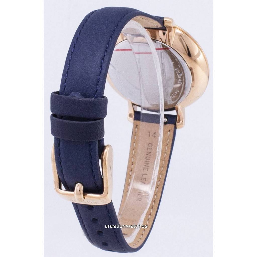 Fossil Jacqueline Silver Dial Navy Blue Leather ES3843 Women's Watch