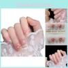 Tulip Cat Eye Handmade Wearable False Nails Soft White Hand-painted Flower Blush Lovely Style Wholesale