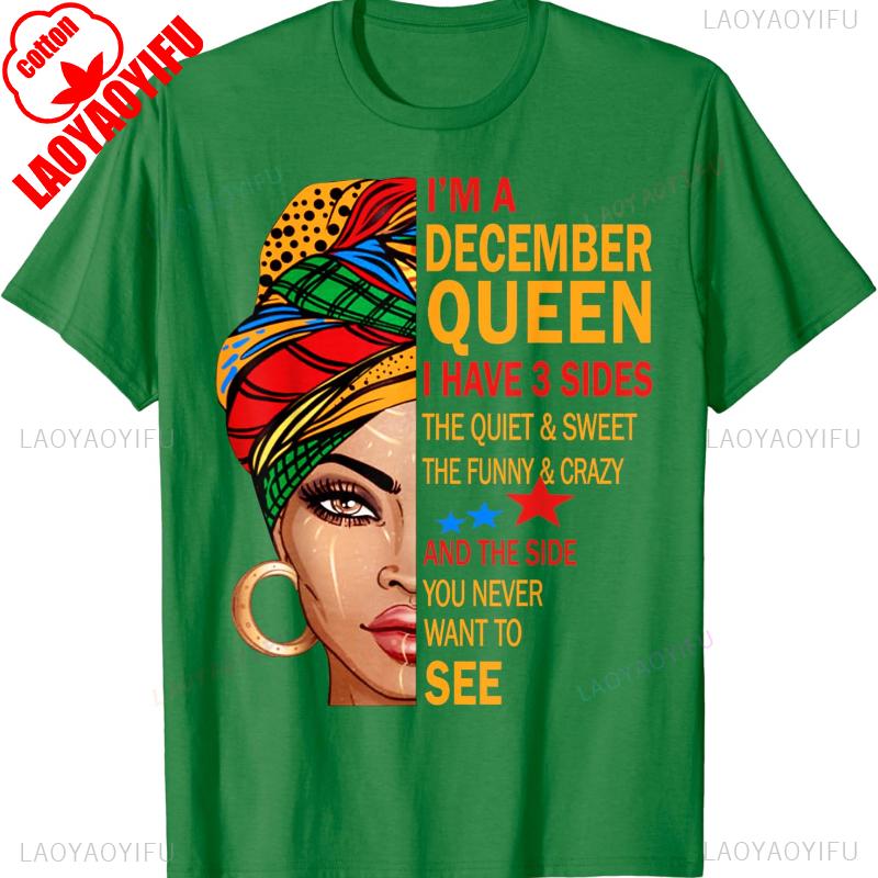 

Three Sides Queen I Have Gift for December Birthday Match Letters Graphic Shirt Regular Crewneck Commuter Allmatch Shortsleev 4XL