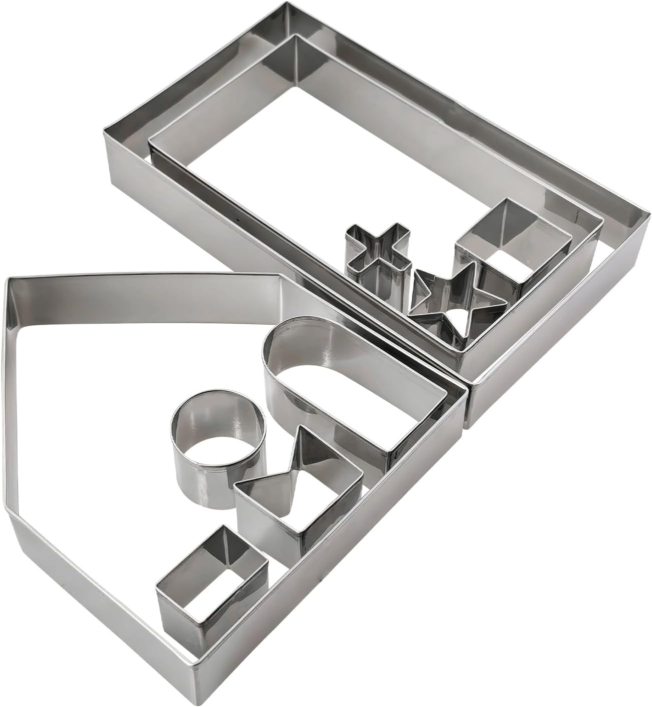 10Pcs Gingerbread House Cookie Cutter Set 3D Christmas Cookie Cutters Set Stainless Steel Christmas House Fondant Cutter Kit светло-серый