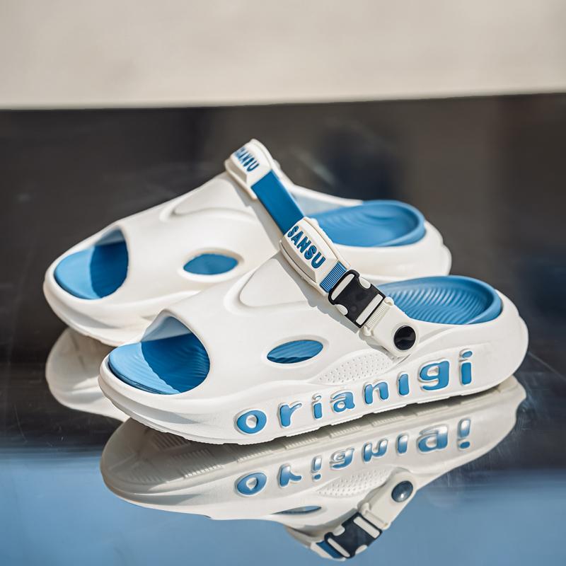 

Модные летние мужские шлепанцы EVA повседневные домашние дышащие нескользящие сандалии с вращающимися кнопками для пляжа, путешествий, шопинга, в сочетании с шортами 38-39