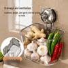 Wall-Mounted Kitchen Storage Box for Scallions, Ginger, and Garlic - Suction Cup Drainage Basket, No-Punch Hanging Design