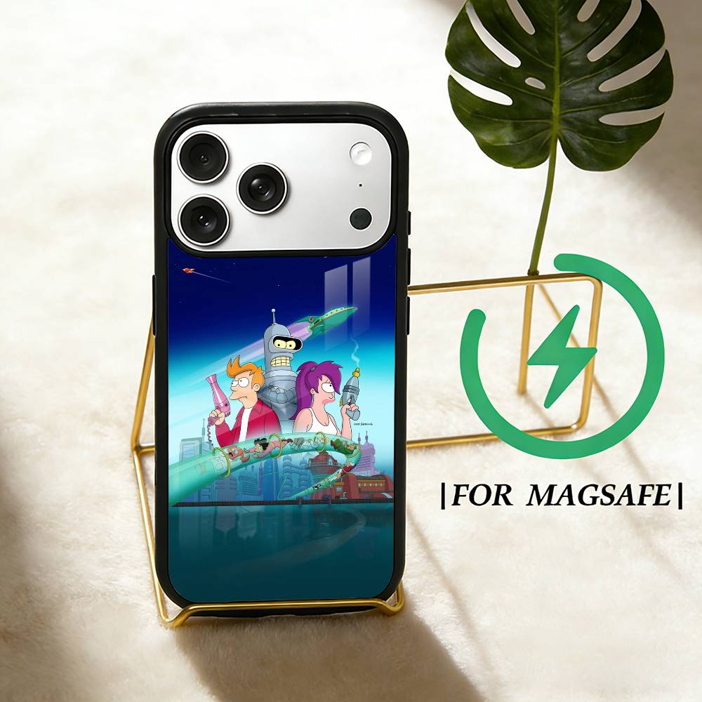 Cartoon F-Futurama wallpaper Phone Case For iPhone 17 16 15 14 13 12  Pro Max Plus for Magsafe Mirror Wireless Magnetic Cover