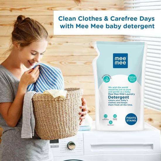 Mee Mee Baby Liquid Detergent 500 Ml | Ph Balanced, Free from Harsh Chemicals, Safe for Mother's Hands | Odor with One Drop, Hypoallergenic
