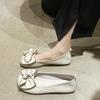 Plus Women's Shoes Bean Shoes Women's Spring Soft Sole Fat Feet Wide Fat Single A Slip-on Shoes Low Heel Round Toe Ballet Shoe