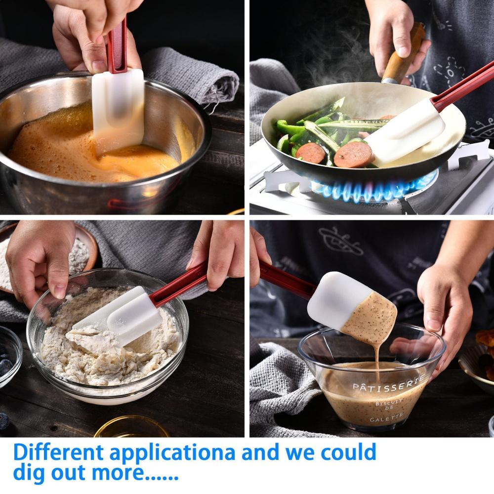 2 Pieces Food Grade Silicone Scraper Home Party DIY Cake Cream Scraper Extended Handle Baking Scraper Kitchen Baking Kit Tools