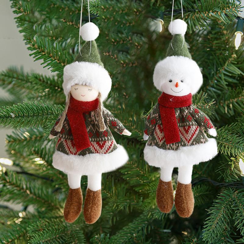 1PC Christmas Decoration Elk Santa Snowman Cute Cartoon Fabric Doll Small Doll Pendant Plush