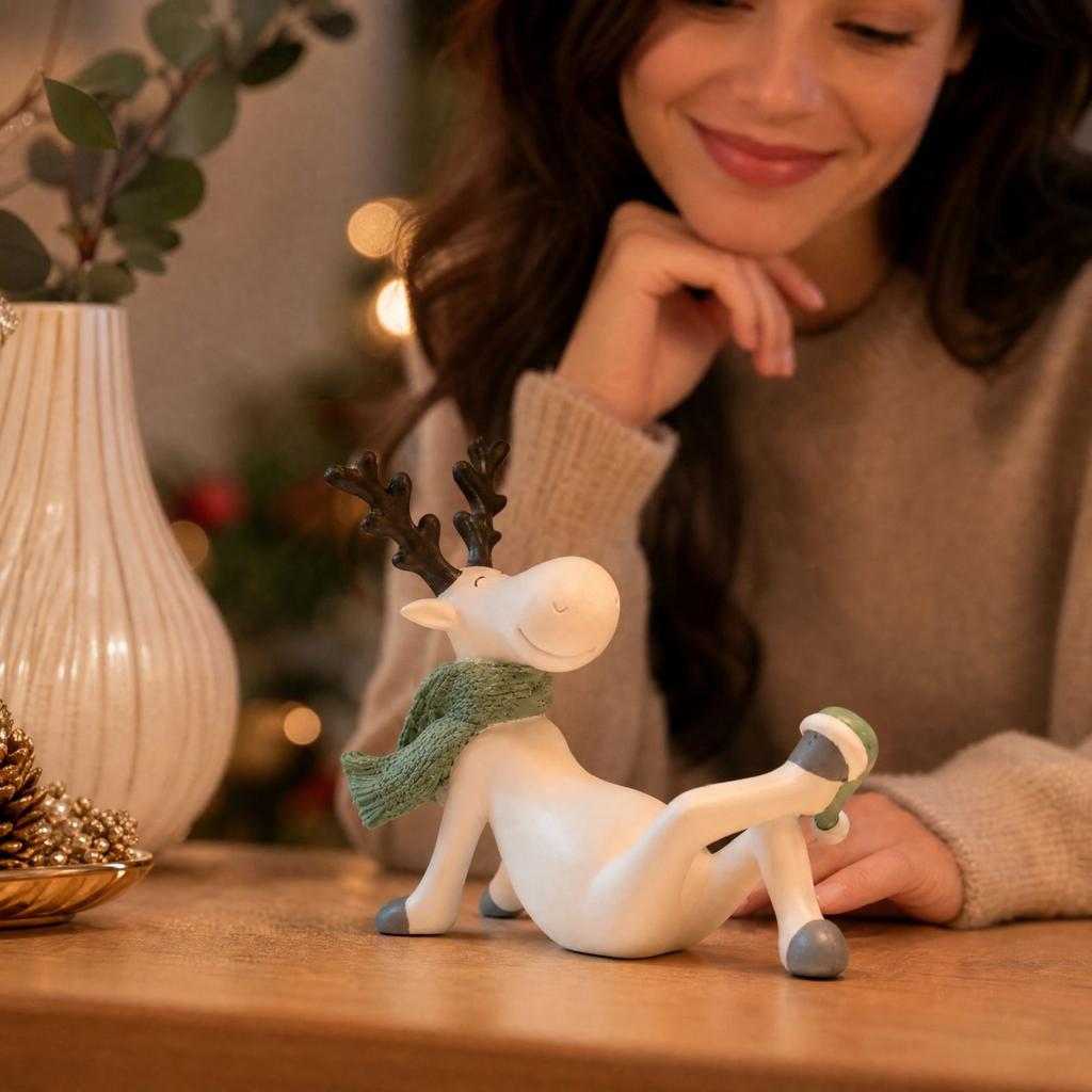 Christmas Figurine for Display Cabinet, Playful Tabletop Decoration and