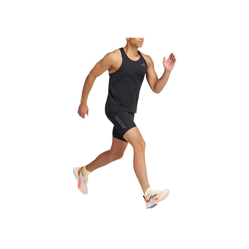 Adidas Adizero Running Short Leggings With Slim Fit Logo Print Men Bottoms Black IK9731