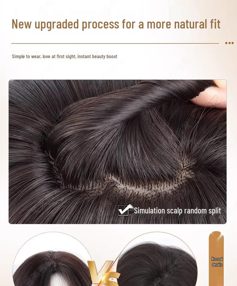 Women's Natural Long Full Cap Wig with Realistic Large Waves and Seamless Middle Part Bangs