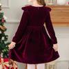 Children's Fashion Ruffled Long Sleeve  Sky Mesh Dress