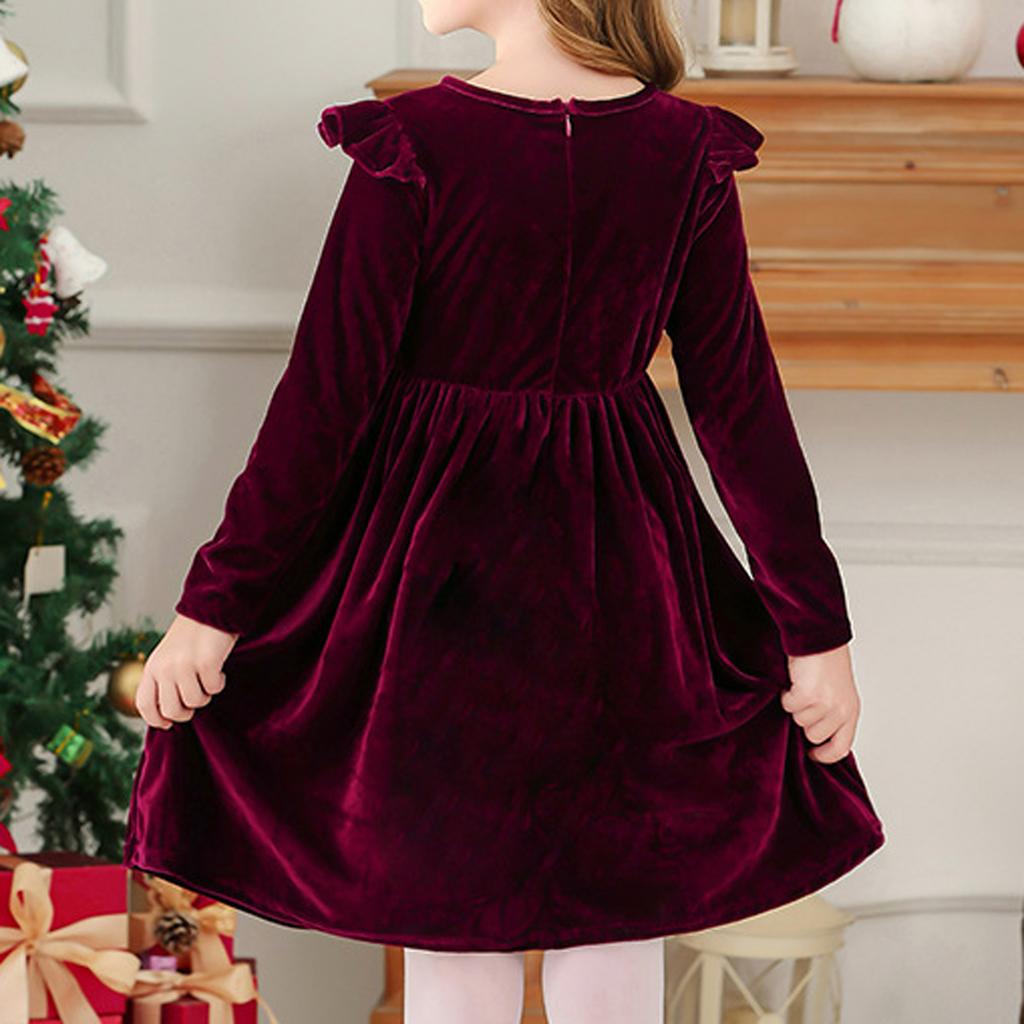 Children's Fashion Ruffled Long Sleeve  Sky Mesh Dress