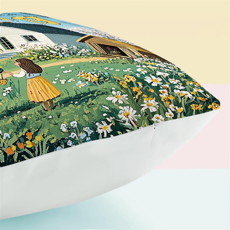 1 Pc Farmhouse Scenery Spring Pillow Cover For Home Living Room Bedroom Sofa Office Decorative Pillowcase Soft Throw Pillows