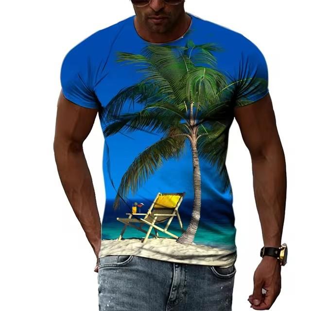 T-shirt z cyfrowym drukiem 3D dla nastolatków i mężczyzn, z krótkim rękawem, wszechstronny, oddychający