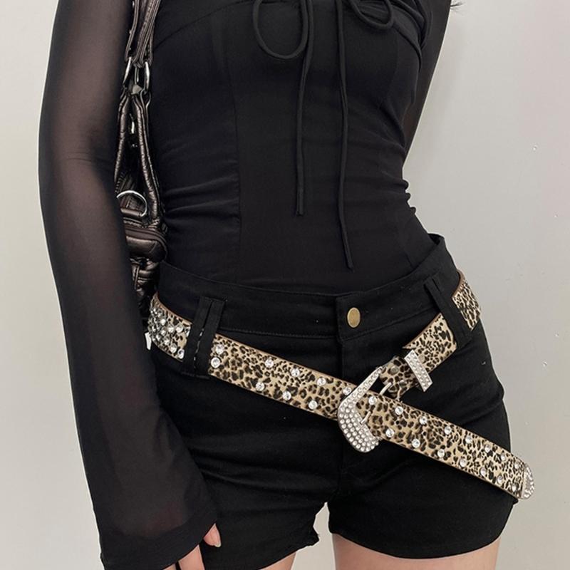 Blingbling Waist Belts for Jeans Pants Heavy Rhinestones Buckle Belt Bandsman