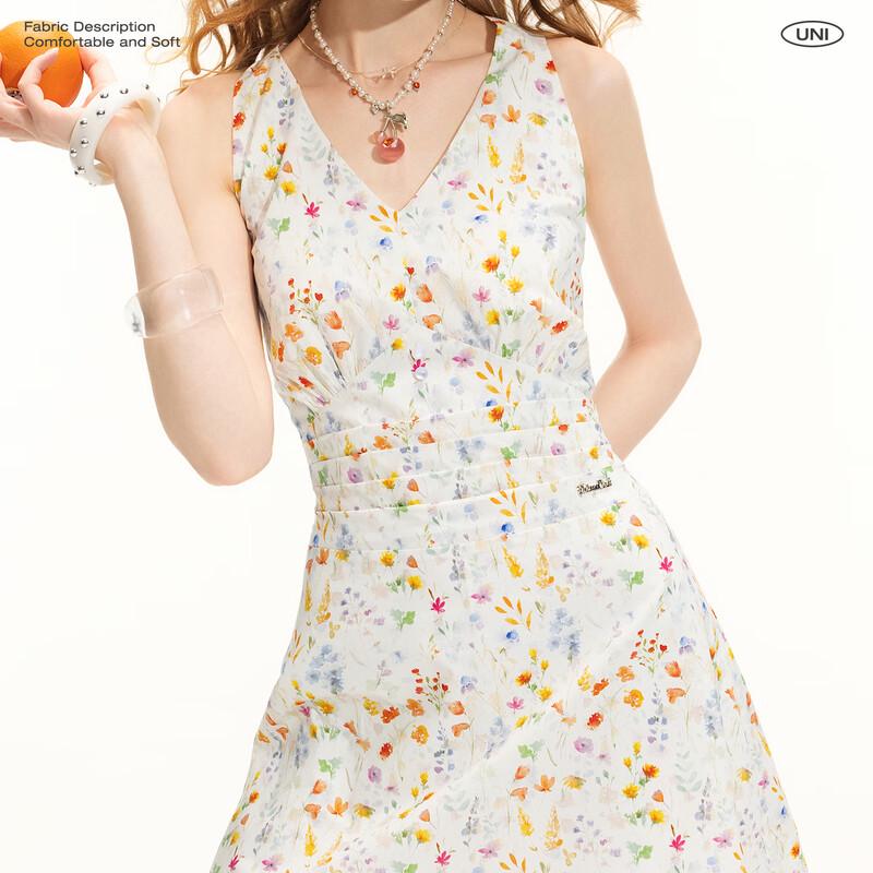 unifree 2026 Summer Floral Print Slim-Fit Dress