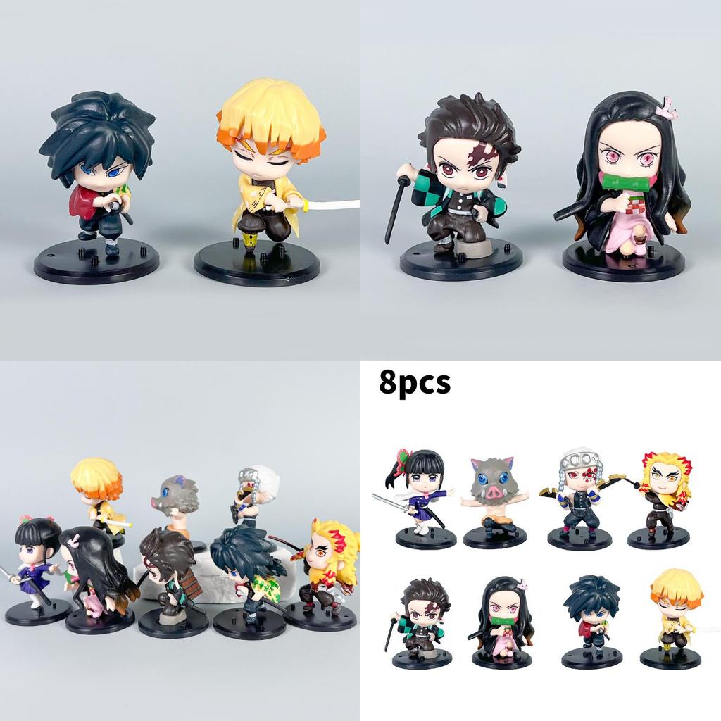 Demon Slayer Pvc Doll Set With 8 Q Characters For Anime Enthusiasts And Collectors