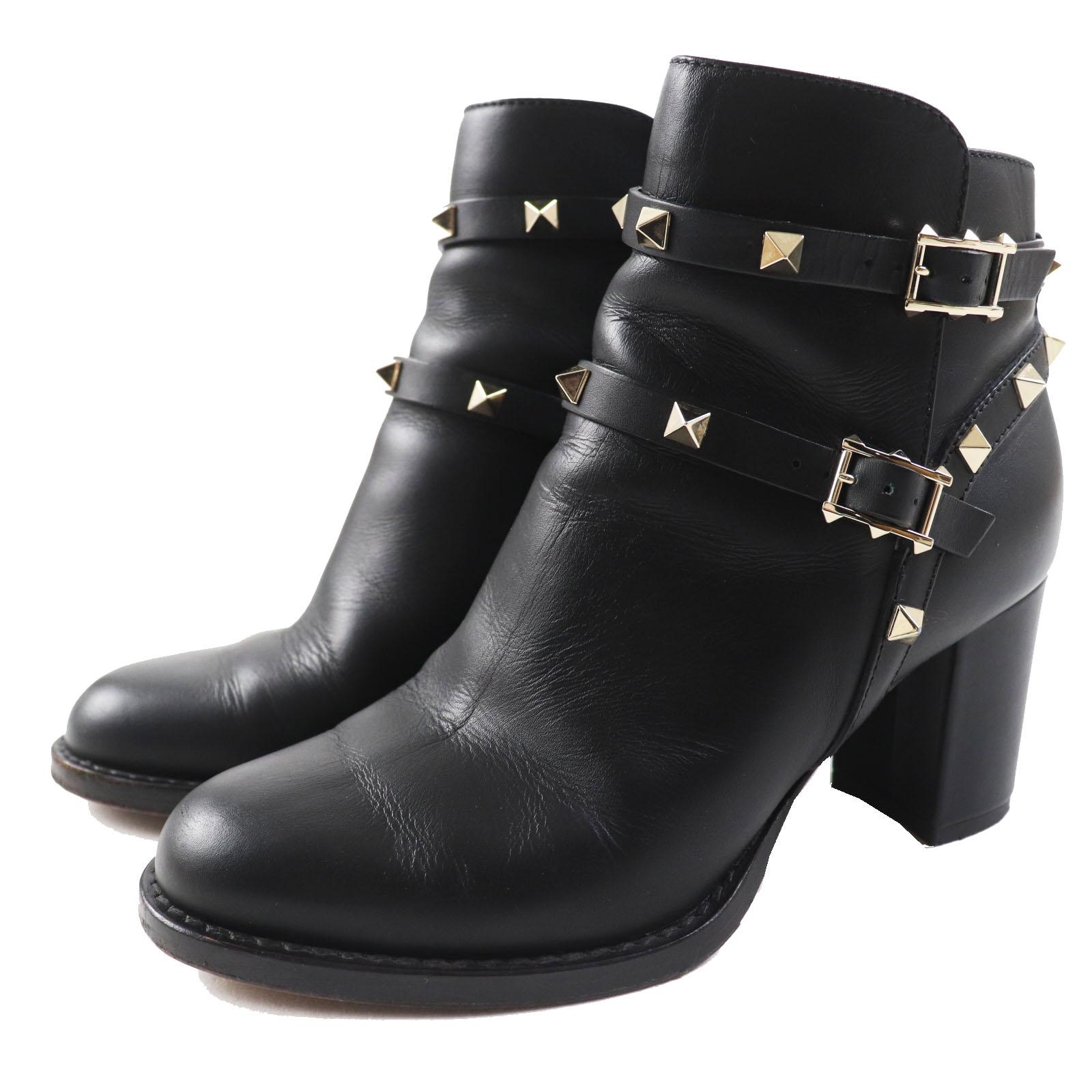 

Great Valentino Garavani short boots With rock studs black leather Women 35.5 Used