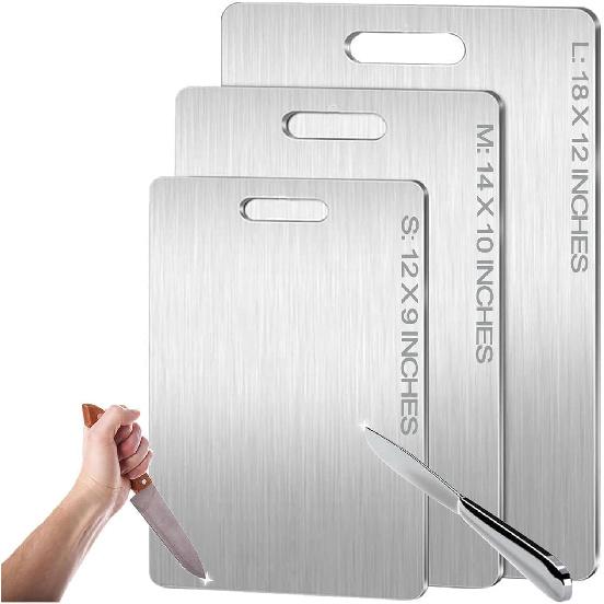 Titanium Cutting Board,100% Pure Titanium Cutting Boards for Kitchen, 2025 New Double Sided Food-Grade Chopping Board for Cutting Meat Vegetable