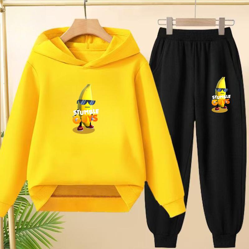 Felpa con cappuccio per bambini 3-12 anni Stampa Anime GUYS Cappotto Affascinante Felpa+Pantaloni Bambini Ragazze Neonato Set Trendy per il Tempo Libero