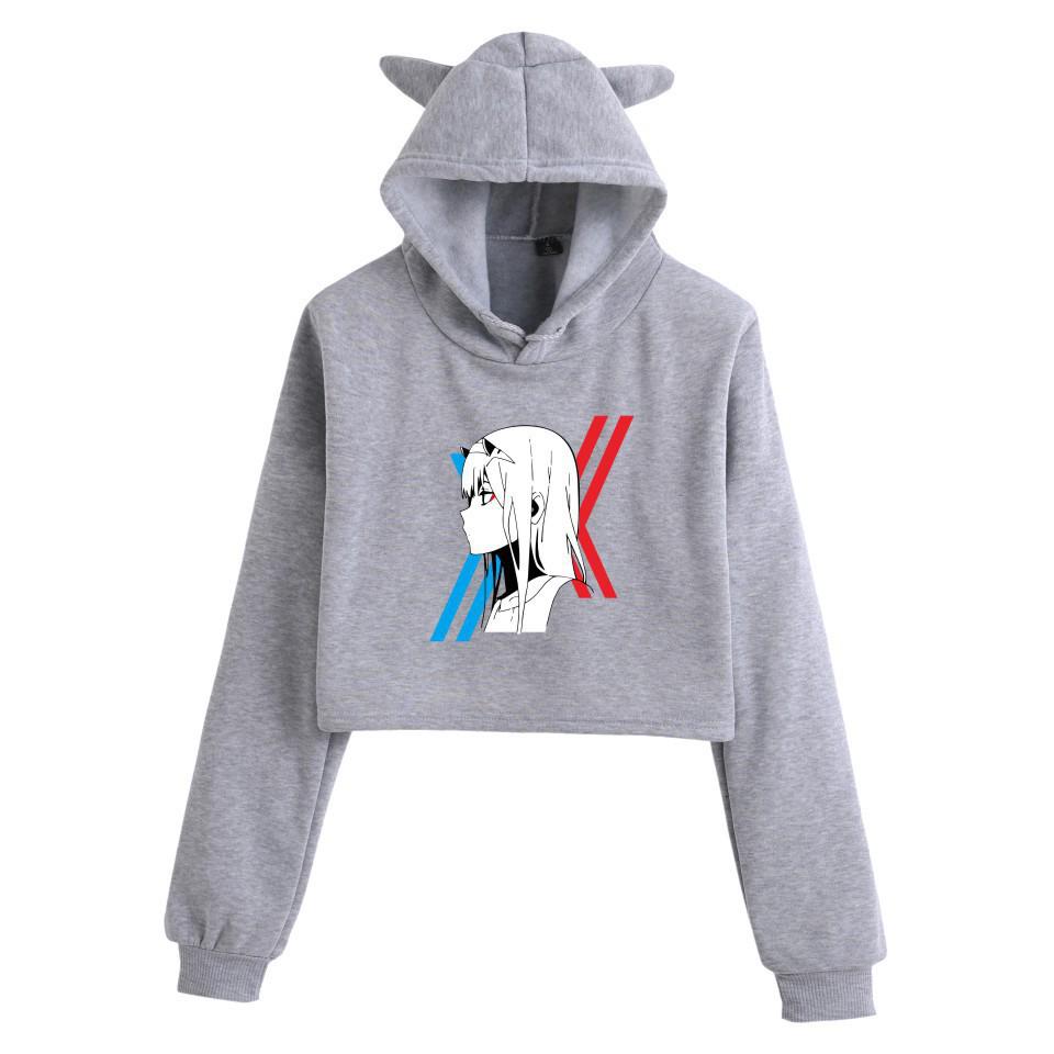 Darling in the Franxx Zero Two Cat Ear Cropped Hoodie - Women's Anime Style