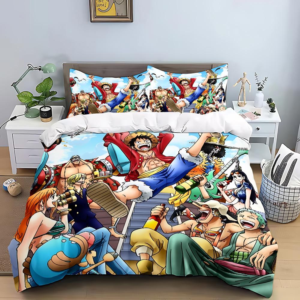 Anime Duvet Pillowcase Bedding Set Adult Boy Girl Bedroom O-One P-Pieces Decoration Children Gift Single Double Large Size
