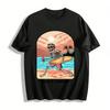 Summer Skull Surfing Vacation Style Graphic Casual Tee Pure Cotton T-shirt