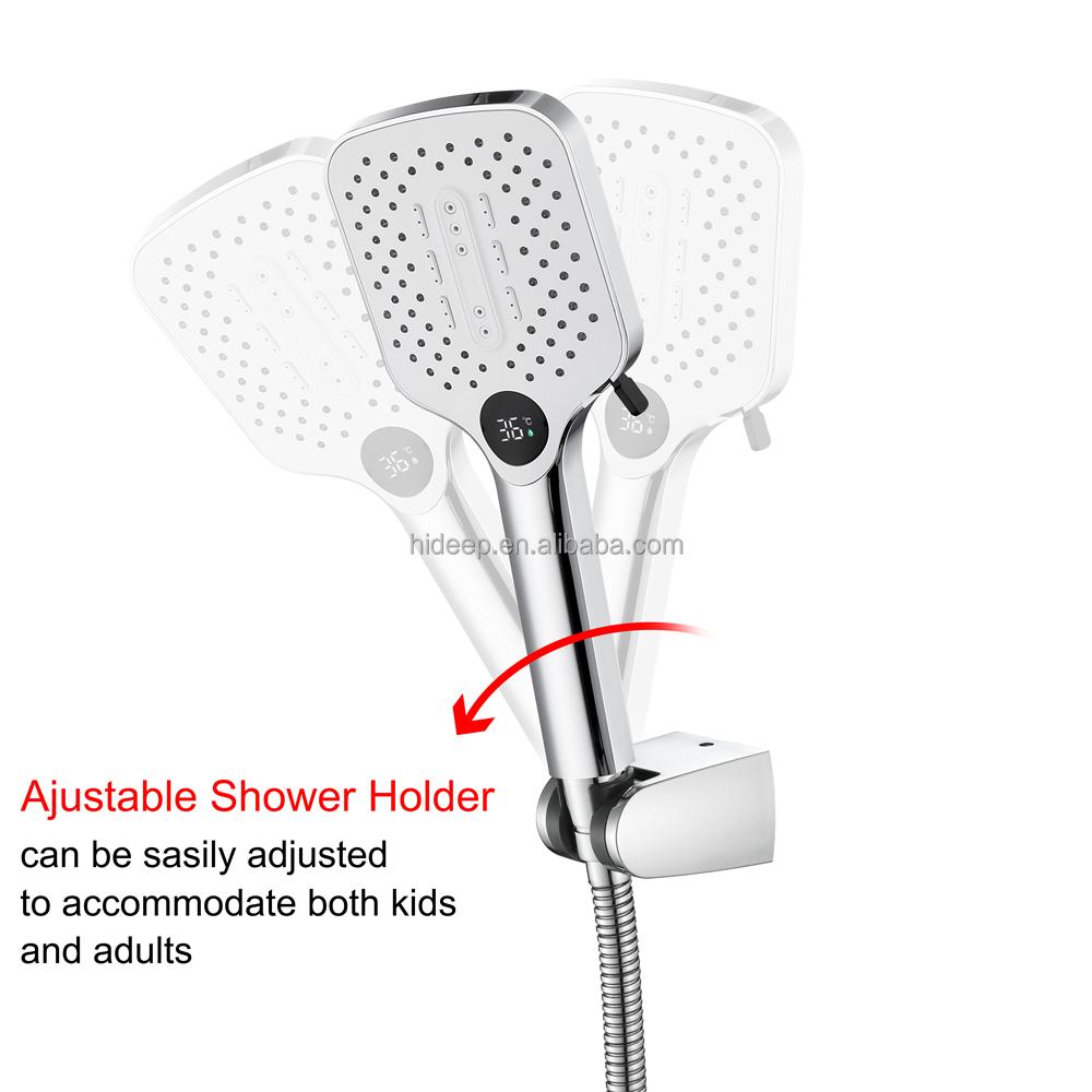 HIDEEP Round ABS Chrome Finish Modern Design Three-Function Bathroom Hand Shower Head with Handle (as the picture,Brass)