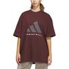 Adidas Basketball Gender Neutral Fashion Round Neck Comfortable Short Sleeve T-Shirt Unisex Tops Aurora-Red Ruby JD6128