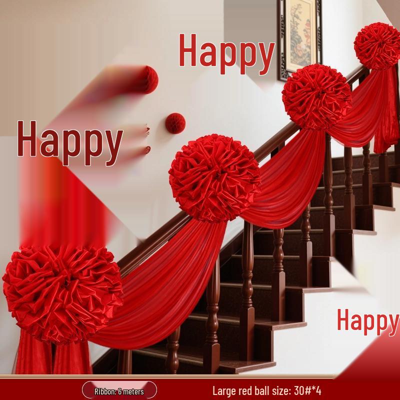 Large Red Hydrangea Wedding Decoration Set for Stairs and Rooms