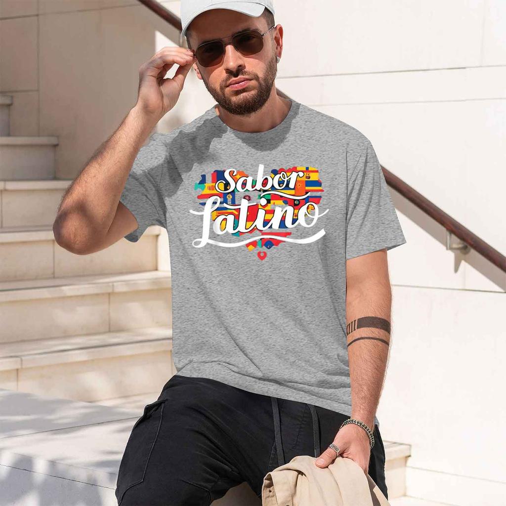 Sabor Latino Latin Flavor Hispan Heritage Tshirt Unisex Summer Streetwear Vintage Clothes Camiseta Hombre 2026 New Model Short