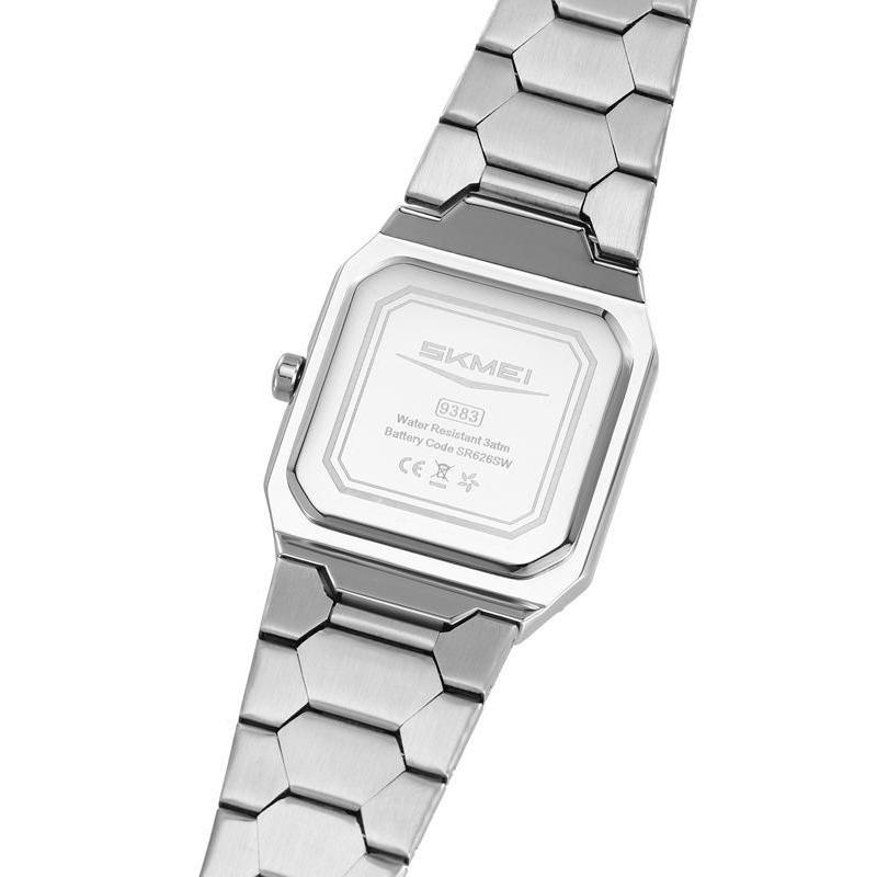 SKMEI Luxury New Simple Square Men's Quartz Watch for Men Stainless Steel Fashion Sports Waterproof Luminous Silver Wrist Watch