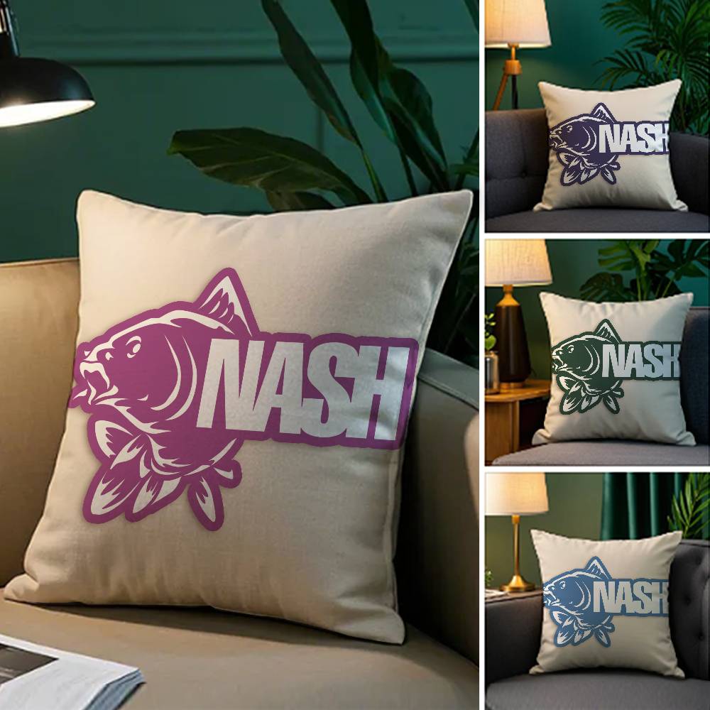 Classic Outdoor Field Fishing Prints Nash Pillow Case Comfort Sofa Bed Silky Elegant Invisible Zipper Decorative Cushion Cover