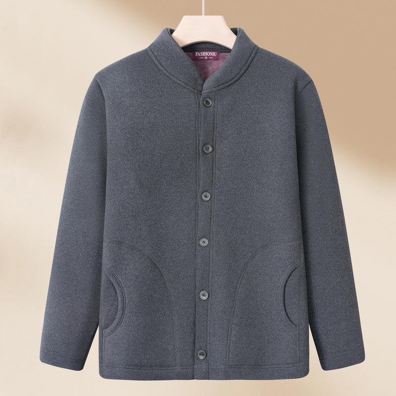 Dad's Winter Jacket Middle-aged and Elderly People Plus Velvet Cardigan Elderly Men's Clothes Grandpa Winter Top Fashionable Casual