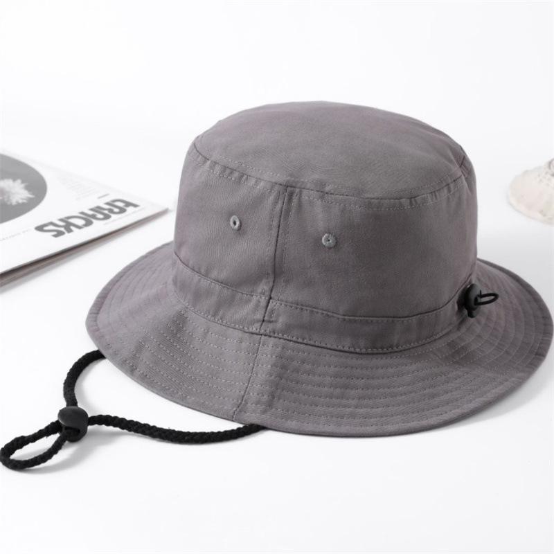 

Lightweight Summer Sun Protection Fisherman Bucket Hat, Breathable Quick-Dry Unisex, Windproof Rope, Japanese Style Solid Color M 56-58cm серый