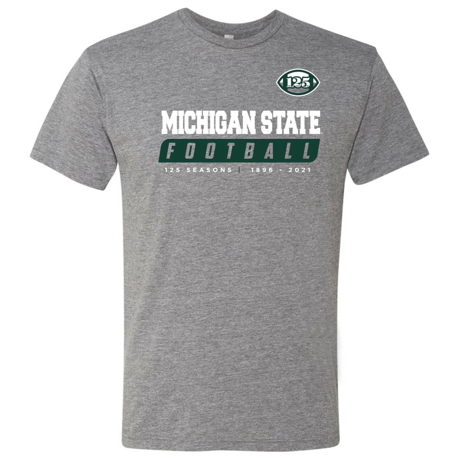 Michigan State Spartans 125th Season Football Slant Triblend Shirt - Premium Htr L