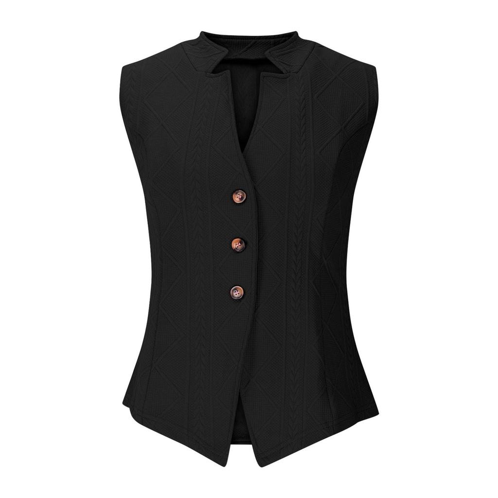 Women's Fashion Solid Color Commuting Button Vest Vest Top