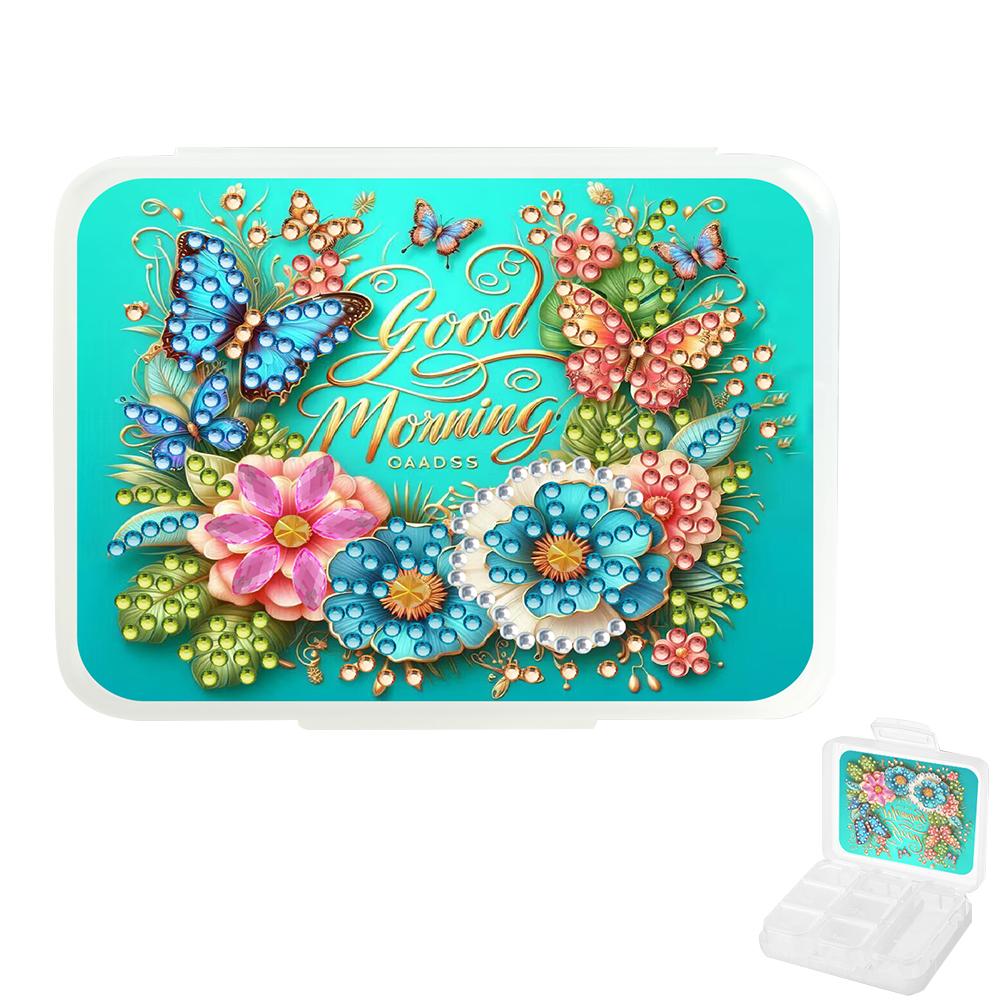 Diamond Art Pill Box Mini Travel Portable Storage Box Rectangular Medicine Box Diamond Painting DIY Blingbling Pill Case Pastill