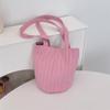 4 Bags Women's Shoulder Striped Pleats Solid Color Bucket Bag Niche Simple Portable Portable Shopping Bag Women