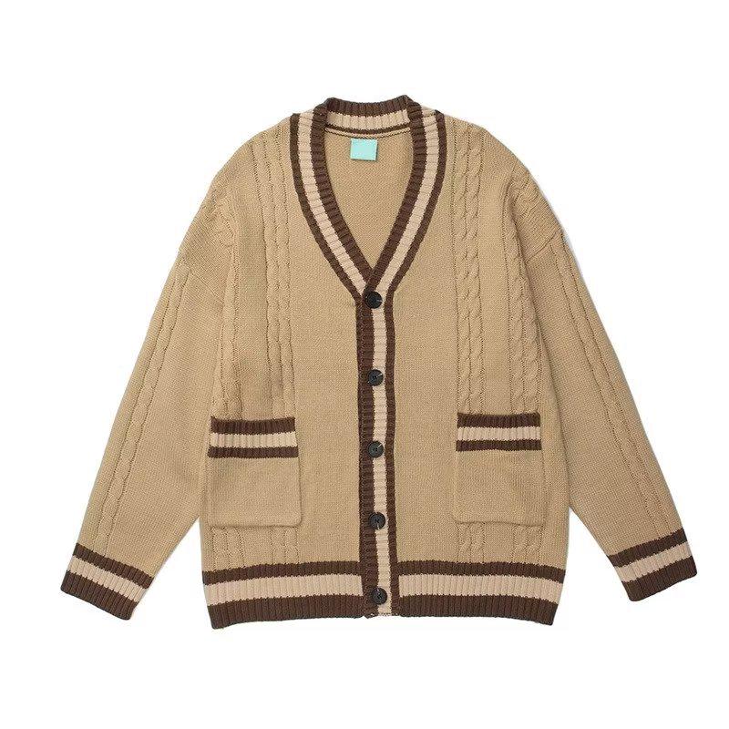 Men's Retro V-Neck Knitted Cardigan Sweater - Autumn 2022 Collection, Versatile Loose Long Sleeve Top