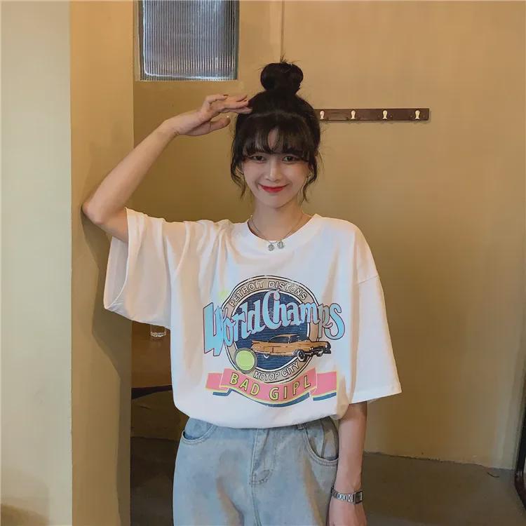 2021 Summer Women's Harajuku-Style Loose Fit Short-Sleeve T-Shirt