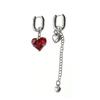 Titanium Steel Asymmetrical Heart Zircon Long Tassel Dangle Earrings Minimal Elegant Fashion Women Daily Party Jewelry Gift