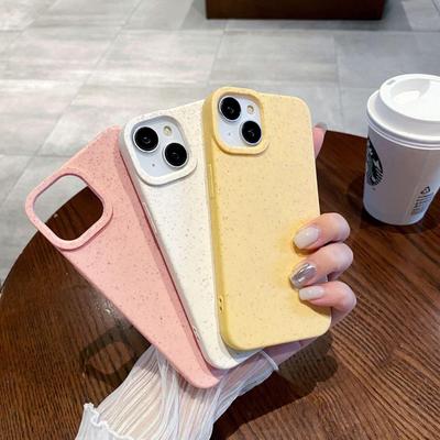 Eco-Friendly Wheat Shell Case for iPhone 14 Pro Max, 15 Plus, 11, 12, XR. Durable & Biodegradable Protection.
