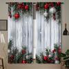 2pcs Festive Christmas & Green Pine Print Curtains,Rod Pocket Design for Easy Hanging, Perfect for Living Room, Office,Bedroom
